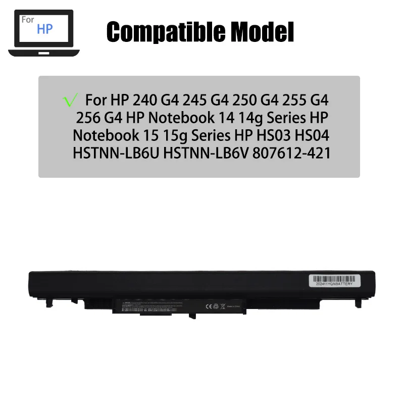 HS04 41Wh 14.6V Batería de Repuesto de Iones de Litio para HP 807956-001 807957-001 807612-421 807611-421 para Portátil Notebook