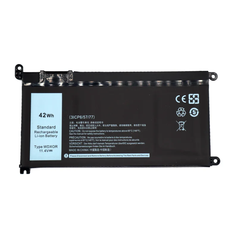 11.4V 42Wh Bateria WDXOR para Laptop Dell Inspiron 13-5000, 15-5000, 15-7000, 17-5000 Series