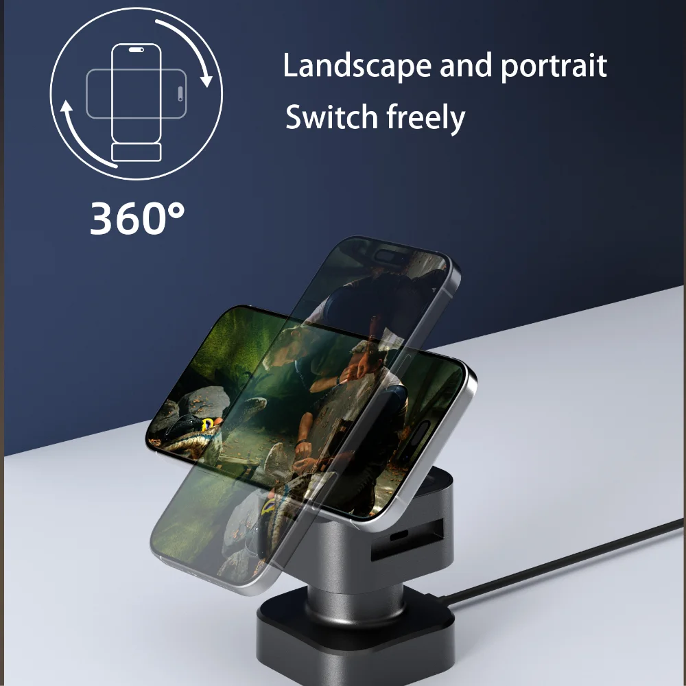 Estação de Carregamento Sem Fio Magnética 4 em 1 Mackertop, 15W, ABS+PC, Carregador Multidispositivos para Uso Doméstico