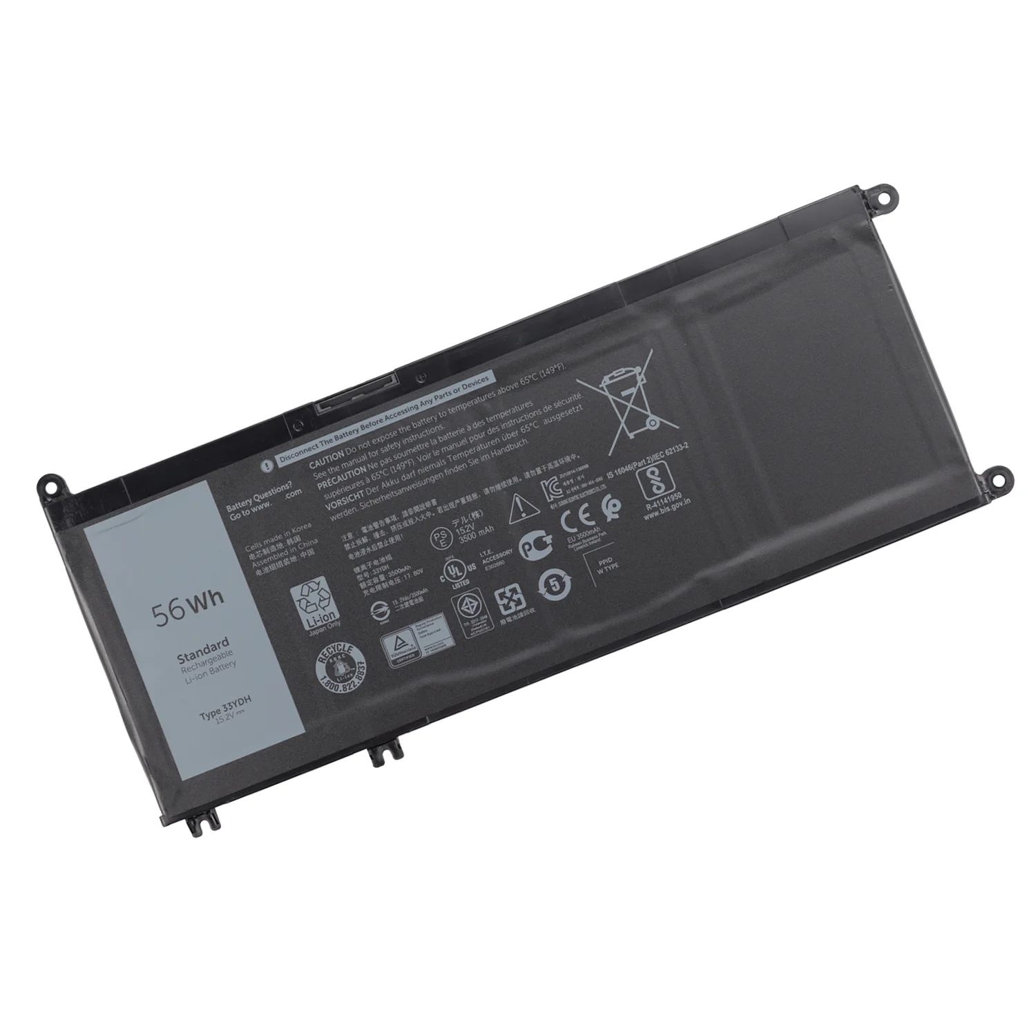 33YDH 15.2V 56Wh Batería de Litio de 4 Celdas para Dell Inspiron 13 7353 / 17 7000 / 7773 / 7778 / 7779